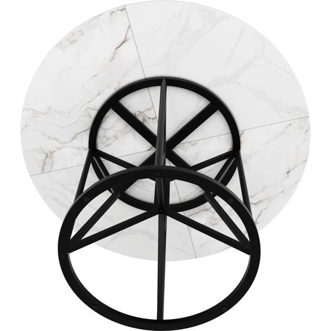Tavolo da pranzo rotondo 100 x 100 x 76 cm in MDF nero con gambe in metallo (1/5)
