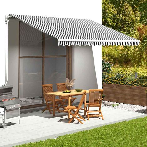vidaXL Tessuto di Ricambio per Tenda da Sole Antracite e Bianco 450x300 cm Poliestere (1/5)