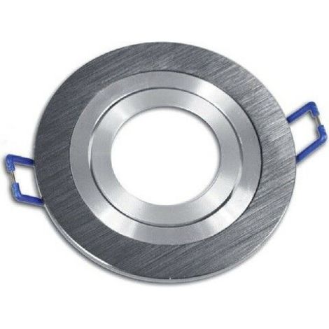 Douille Projecteur Encastrable Pour Projecteur Rond Orientable En Acier Douille P2 Argent (1/2)