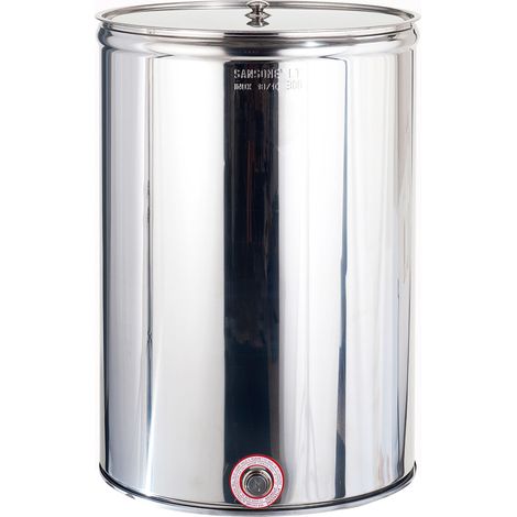Sansone CONTENITORE ENOLOGICO INOX LISCIO AGGRAFFATO CON COPERCHIO lt. 100