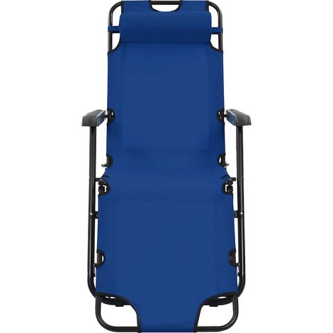 Maison Exclusive - Lettini Prendisole 2 pz Pieghevoli con Poggiagambe Acciaio Blu (1/5)