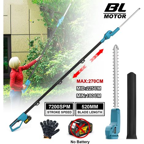 Taille-haie télescopique sans fil brushless 18V, élagueuse perche pour jardin pro, haute portée, coupe-branches efficace, compatible Makita, sans batterie ni prise (1/5)