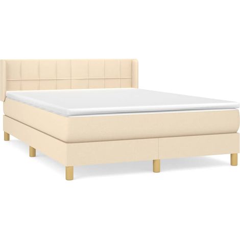 Maison Exclusive - Giroletto a Molle con Materasso Crema 140x200 cm in Tessuto (1/5)