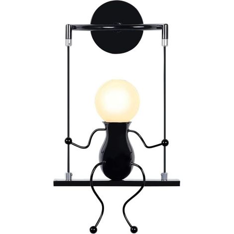 Humanoïde Créatif Lampe Murale Moderne Applique Murale Simple Lampe de Mur Art Déco Max 60W E27 Base Fer Titulaire pour Chambre, Chevet, Escalier, Couloir, Restaurant[Classe énergétique F] (1/5)