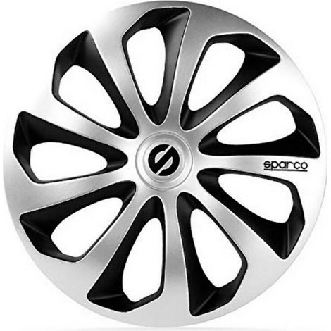 SPARCO 4 Enjoliveurs 14 Pouces Sicilia Argent et Noir