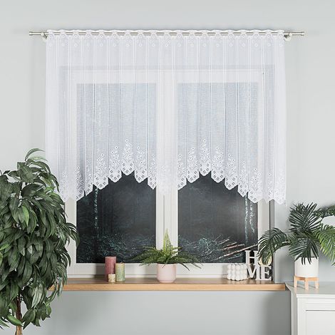 KLEMENTYNA - Fertiggardine aus Jacquard mit Schnitt unten - 200 x 120 cm - weiß (1/5)