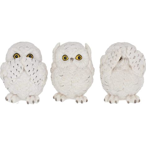 Nemesis Now Statuetta di tre gufi sagge 8 cm, colore: bianco (1/4)
