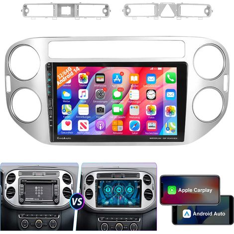 Autoradio Android 14 32/64 Go avec CarPlay, GPS, RDS et Wi-Fi pour VW Tiguan 5N et Golf Plus - 2+32G (1/5)