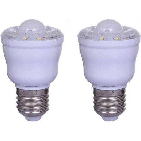 Lot de 2 Ampoules à détecteur de mouvement PIR avec Culot E27,2W, Blanc Chaud 3000K, Veilleuse Automatique On/Off,Cour AC 220-240V,Non dimmable (1/4)