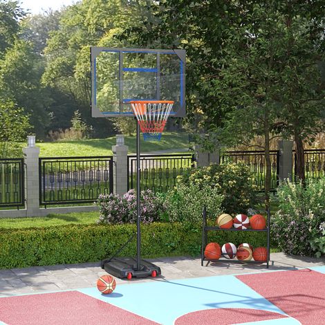 Panier de basket pour enfants. hauteur réglable de 210-260 cm extérieur et intérieur avec roues. base de lestage. bleu