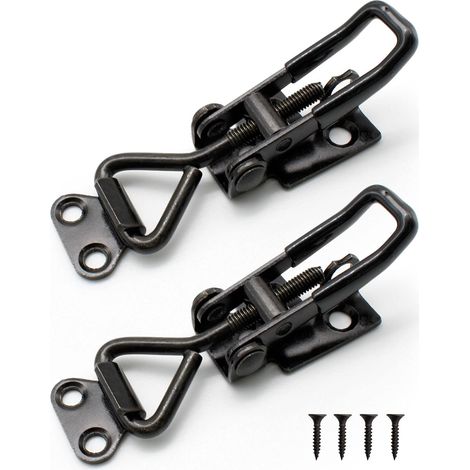2 Pieces Adjustable Toggle Clamps, Steel Latch Clip, Heavy 100 KG/ 220 lbs Hold Buckle Ability, for Cabinets, Suitcases, Cupboards (1/2)