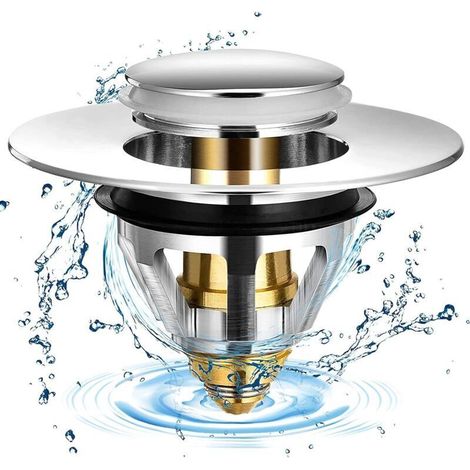 Go Swing Bands Bonde Popup Universel Bouchon Lavabo en Acier Inoxydable avec 2 Joints pour évier Entre 32 et 38 mm (1Pcs) (1/4)