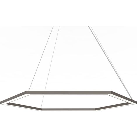 LUMICOM  ESAGONO 1X Sospensione, STRIP LED, 52W/m, 3000K, metallo, tortora lucido, Ø90cm (1/2)