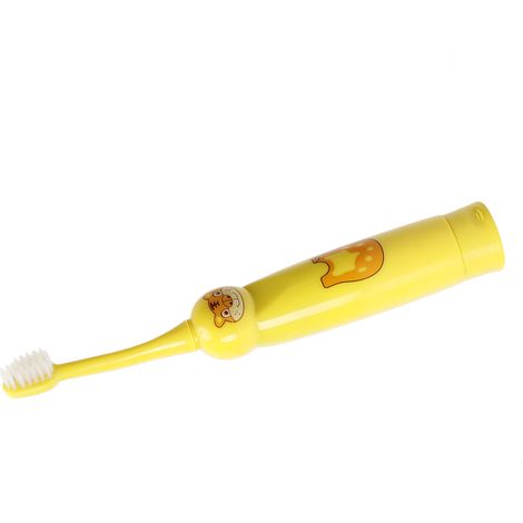 Brosse à dents électrique enfant imperméable - Modèle amusant jaune pour enfants - Idée cadeau