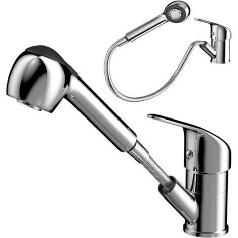 Mitigeur Cuisine Douchette Extractible, mitigeur d'évier orientable à 360° en chrome avec réglage du chaud et du froid pour la cuisine, la salle de bains et le bar