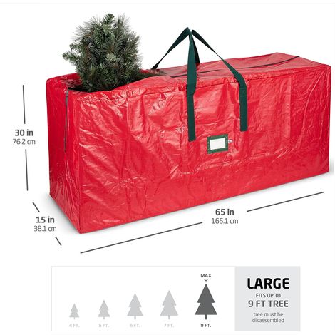 Sac de Rangement 165x38x76cm pour Sapin de Noël en matériau imperméable Durable avec Fermeture éclair et poignées de Transport (pour Sapin de 2,7 m Max. démonté) (1/5)