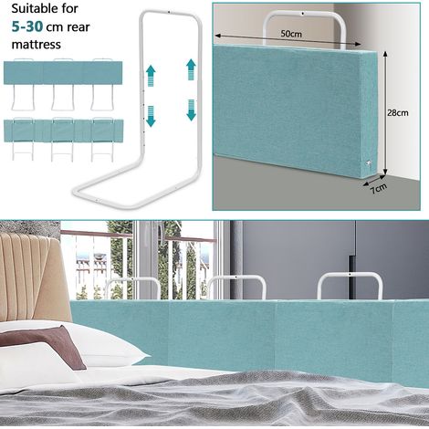 Wolketon Bettgitter Rausfallschutz Bettschutzgitter Bett für Kinder 5-Loch Höhenverstellbar Kinderbettgitter Sicherheitsschutz für Kleinkinder Babys und Kinder 50cm Grün