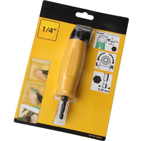 Adaptateur d'angle 90° pour embout de tournevis, renvoi d'angle pour visseuse et perceuse électrique (1/5)