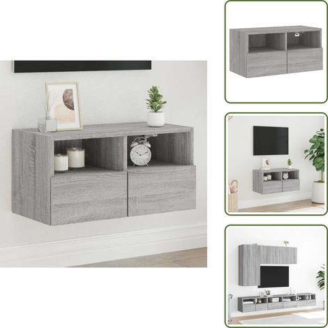 Meuble TV mural sonoma gris 60x30x30 cm bois d'ingénierie - Armoire Tv Murale - Meuble Tv Suspendu - Meuble Tv Design - Rangement Tv - Meuble Tv Moderne (1/5)