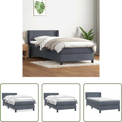 vidaXL Samt - Boxspringbett mit Matratze Dunkelgrau 80x210 cm Samt (1/5)