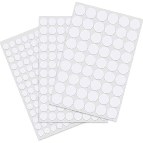 870 pièces de cache-trous adhésifs, autocollants de protection de vis en PVC blanc, cache-trous pour meubles, armoires, murs, bureaux (12 mm, 15 mm, 21 mm) (1/5)