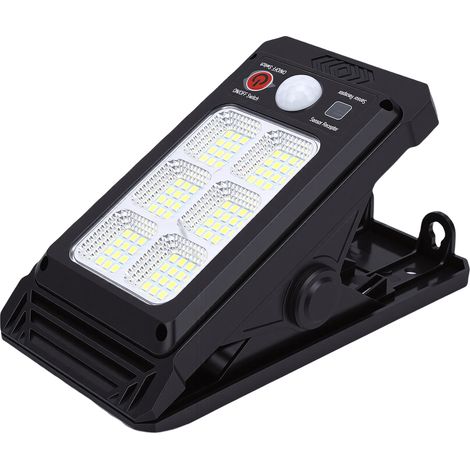 Lampe solaire à pince avec détecteur de mouvement, applique murale solaire extérieure pour jardin, terrasse, allée, éclairage de sécurité résistant aux intempéries (1/5)