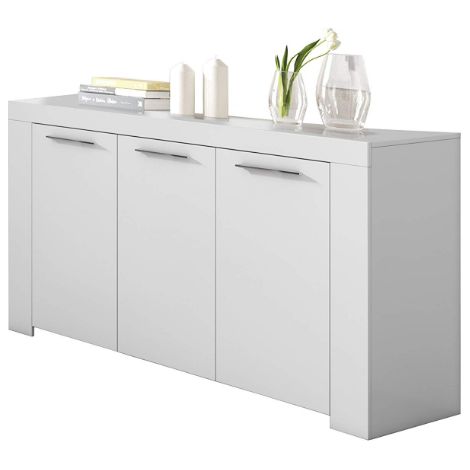 Aparador 144x42x80 cm blanco mate con 3 puertas y 3 estantes interiores – Grosseto (1/5)