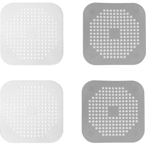 Silicone Drain Protector, 4-Piece Silicone Hair Filter, Sink Drain Protector with Suction Cup, Bathtub Drain Cover Filter, for Shower, Bathtub and Kitchen (1/5)