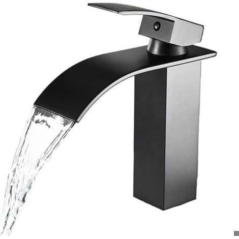 Robinet d'évier cascade en acier inoxydable et érable noir (1/2)