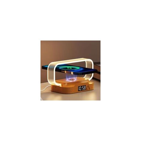 Lampe de chevet tactile 15W avec chargeur sans fil – 3 modes d'éclairage dimmables – Horloge LCD intégrée – Design compact pour chambre