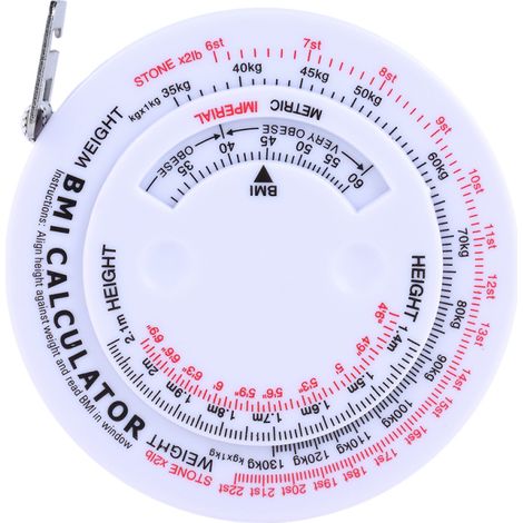 150 cm langes, einziehbares Maßband zur genauen Berechnung des Body-Mass-Index und des Gewichtsverlusts (Diät).