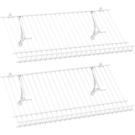Juego de 2 estantes de alambre para pared 61 x 30 x 2,5 cm gran capacidad de carga diseño flotante metal blanco 200011810