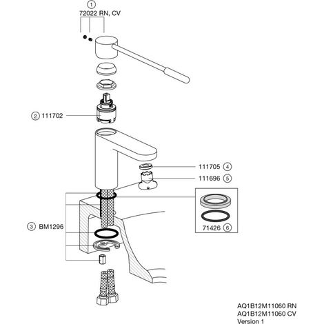 HEWI AQ1B12M11060 RN Mitigeur monocommande, rond, poudré