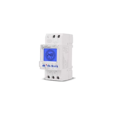 Horloge Électronique avec Affichage LCD - Minuterie Programmable 24h - Commutateur Analogique Intelligent - Rail DIN - Crezuo (1/4)