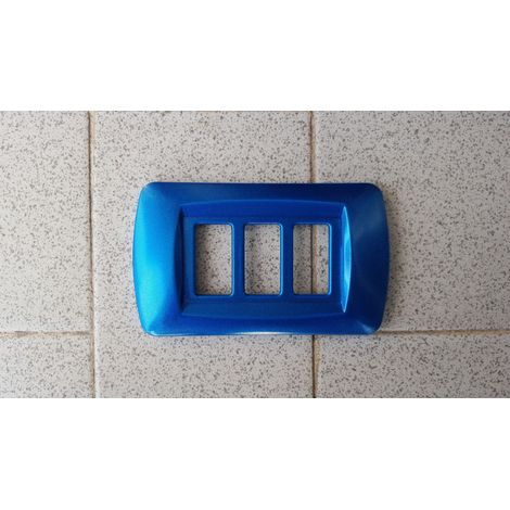 Plaques Abs Plaques Série Magic Compatible Bticino Plaque De Couverture De Prise Trous Bleu électrique