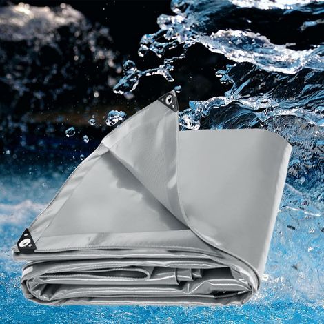 Bâche de Camion, 1.5x1.5m 520g/m² PVC Protection Bâche Imperméable, Indéchirable et Multi-Usage avec Œillets en Métal pour Remorque, Camionnette, Bateau, Jardin, Bois, Foin Gris (1/5)
