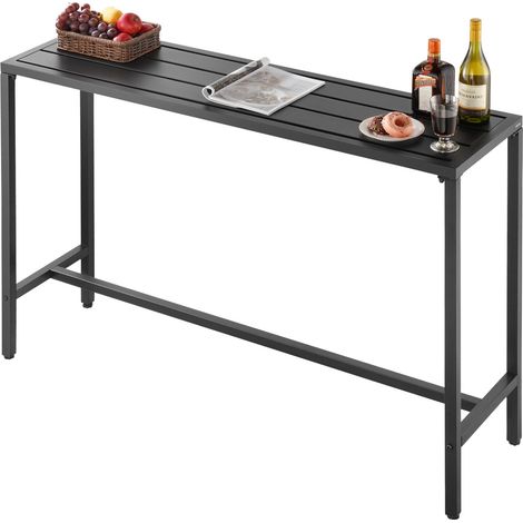 Table de Bar Haute Extérieur, 140 x 37,5 cm, Table à Manger Rectangulaire, avec Plateau Étanche, Structure en Métal Robuste, Mobilier de Jardin pour Patio, Terrasse, Bord de Piscine, Intérieur (1/5)