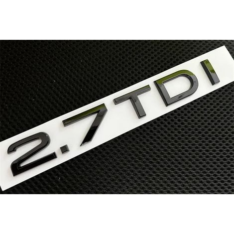 (Noir brillant, 2.7 TDI) - 1 autocollant emblème de coffre arrière chromé noir brillant ABS 2.7 TDI, compatible avec les accessoires Audi (1/5)