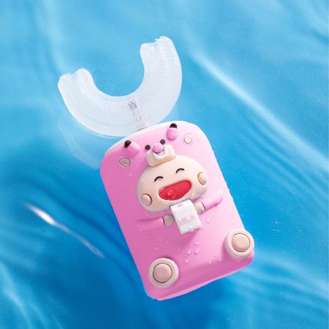 Baby Smart Kinder-Vibrationszahnbürste in U-Form, Cartoon-Design, vollautomatisch, rosa (1/5)