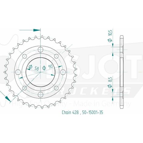 Couronne Acier Honda - 428 - 35 Dents - Similaire JTR269
