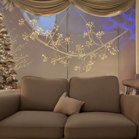 Ramo "Hanging" da Appendere con corda RICH Bianco con 480 MicroLED Bianco caldo per uso esterno ed interno, 150 cm (1/4)