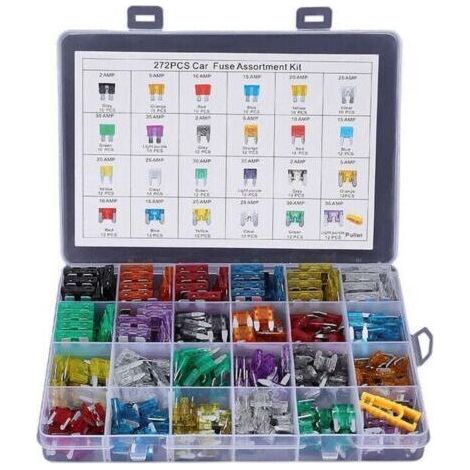 272pcs - Kit d'assortiment de fusibles de Lame de Voiture, fusibles Automobiles - Standard et Mini et Mini Profil Bas (2A / 5A / 10A / 15A / 20A / 25A / 30A / 35A) (1/4)