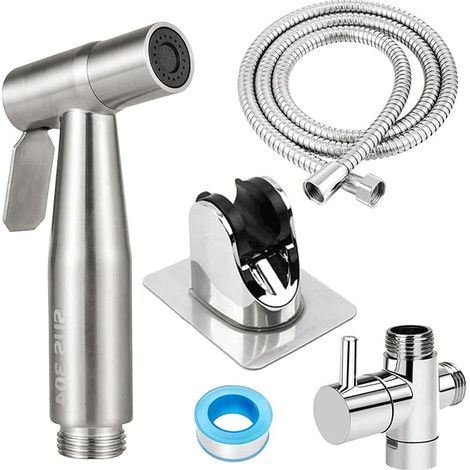 Bidet Sprayer Shower Head Kit Toilet Bidet Spray Toilet Hand Bidet Sprayer with Hose and T-Valve G1/2" for Salled e Bath Personal Hygiene Cleaning Care