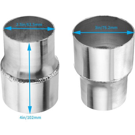 Adecuado para adaptadores reductores de tubo de escape de aluminio, universales de 2,5 a 3 pulgadas, resistentes a la corrosión.