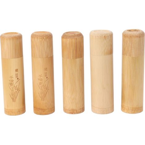 5-teiliges 12 cm Bambus-Teedosen-Set für Reisen, geeignet für Tee, Kaffee, Nüsse, Orchideen und andere Pflanzen. (1/5)