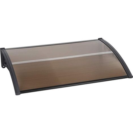 Auvent de Porte Aluminium,Auvent Marquise D'entrée Auvent de Porte D'entrée Résistante Toit Abri Contre La Pluie et UV Supports,Marquise de Porte d'entrée en Polycarbonate (60 100 cm (Marron)) (1/5)