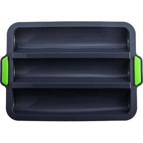 Einteilige Antihaft-Silikon-Baguetteform, Brotform, Kuchenform, ideal zum Backen von französischem Brot, Grissini und Brötchen (grau) – 28,3 x 24,5 x 3 cm (1/5)
