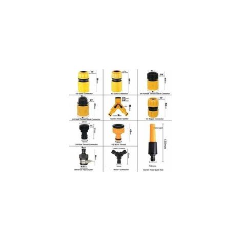 Kit de 20 raccords pour tuyaux d'arrosage : adaptateurs robinet, séparateurs en Y, connecteurs universels, joints étanches – Compatible avec tous tuyaux jardin (12–25 mm)