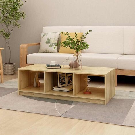 809912 vidaXL Coffee Table 110x50x34 cm Solid Wood Pine (1/5)