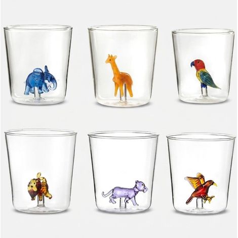 Set de 6 verres en verre décorés Savana Family Mix 5 (1/3)